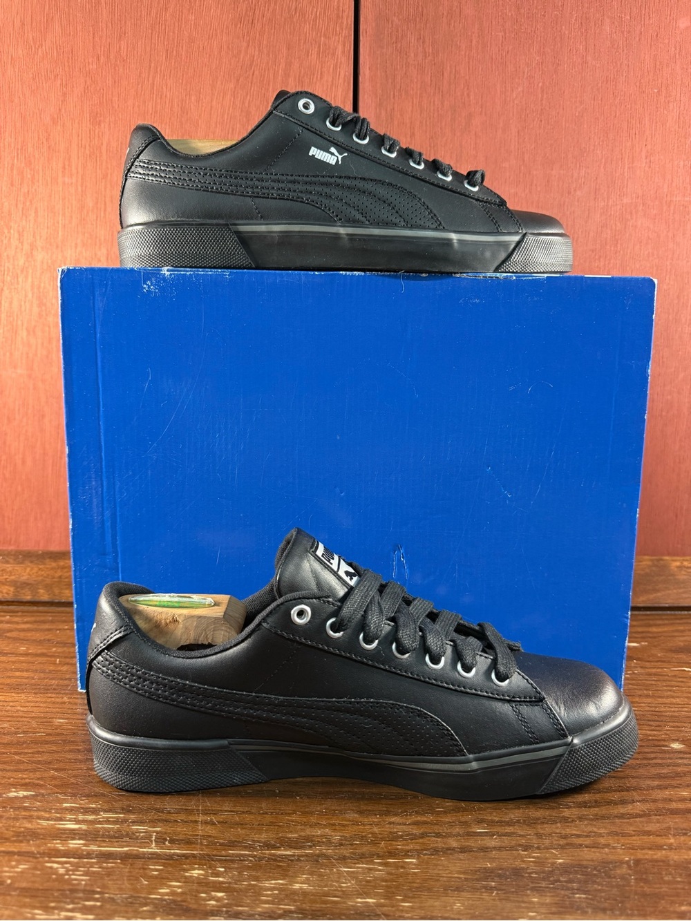 Puma Benny Triple Black Men’s Athletic Leather Shoes Size US 8,5 |350355-04 - Picture 2 of 8